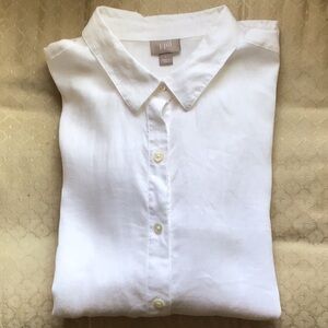 J. Jill White Linen Button Down Shirt
